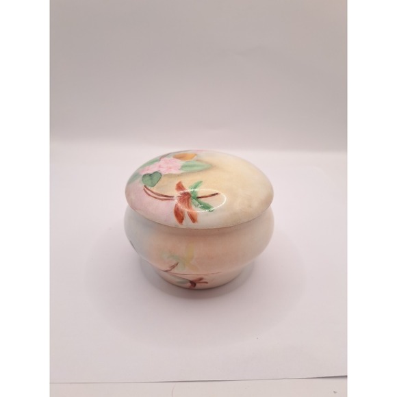 Antique La Seynie Limoges P&P France Pink Dogwood Handpainted Vanity Powder Dish - Picture 3 of 16